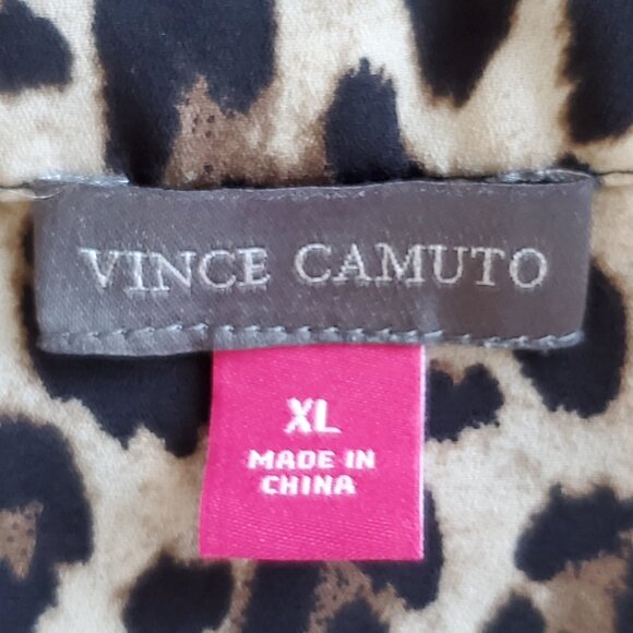 VINCE CAMUTO Leopard Print Tunic Blouse Top Women's XL 3/4 Sleeve Lightweight - Picture 4 of 11